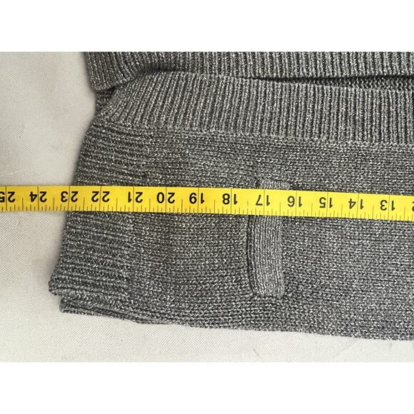 J Crew Oralie Sweater Women Small Silver Metallic V-Neck Cardigan Varsity Knit - Picture 6 of 8